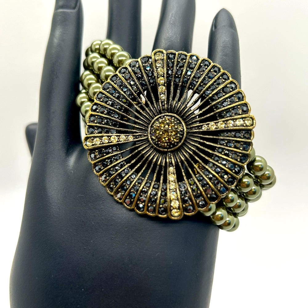 Heidi Daus “Belgium Disc” Crystal & Pearl Bracelet